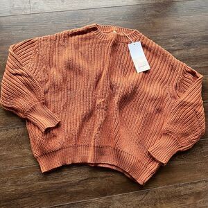 NWT Goumi Kids Womens Clay Chunky Knit Sweater SZ S/M Organic Cotton Orange